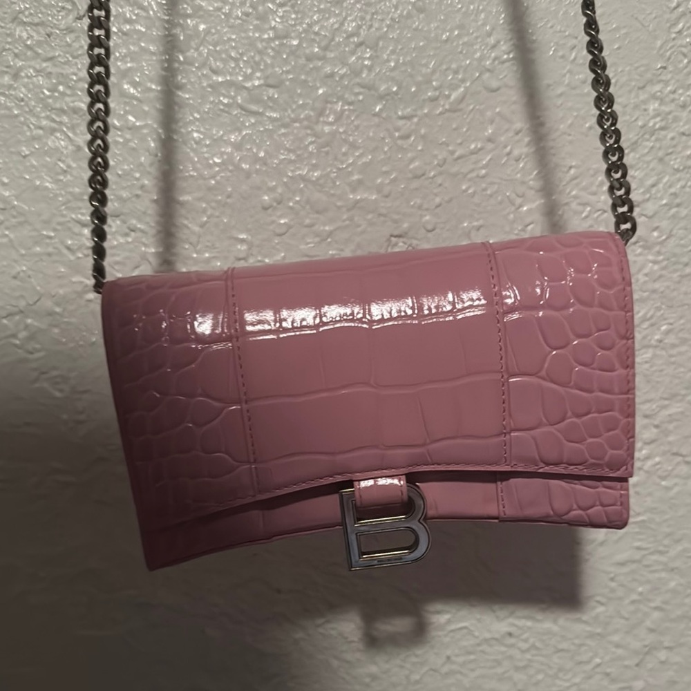 Balenciaga Pink Croc-Embossed Women's Bag